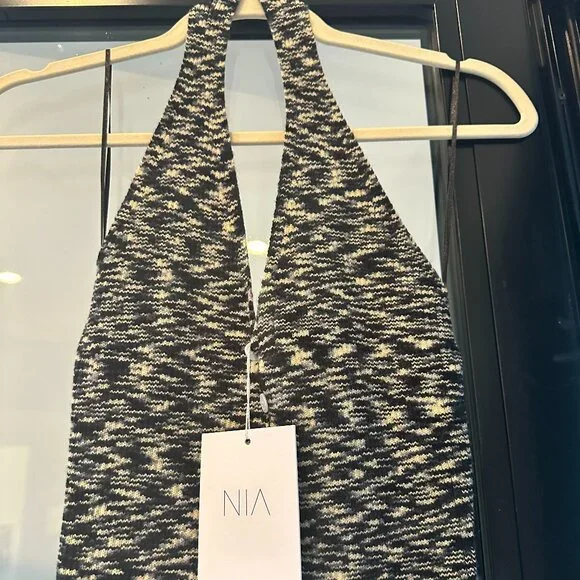 NIA Black and Cream Long dress Size M - Picture 1 of 5